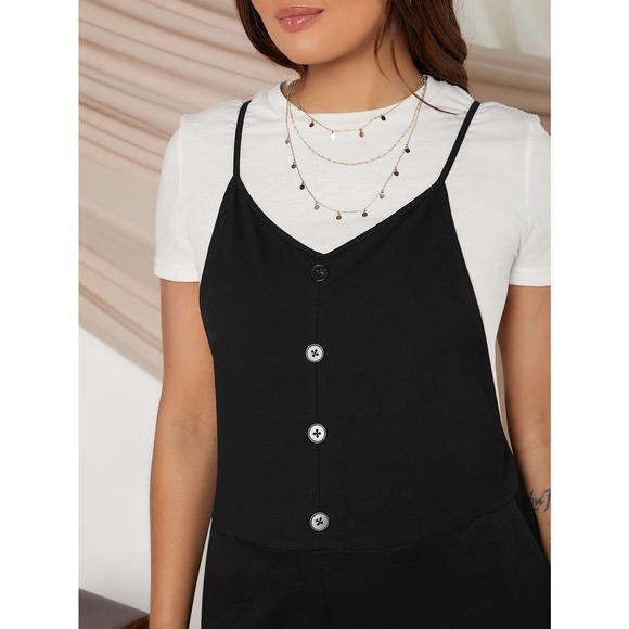 Maternity Buttoned Front Jumpsuit Without Tee black - Picture 3 of 6